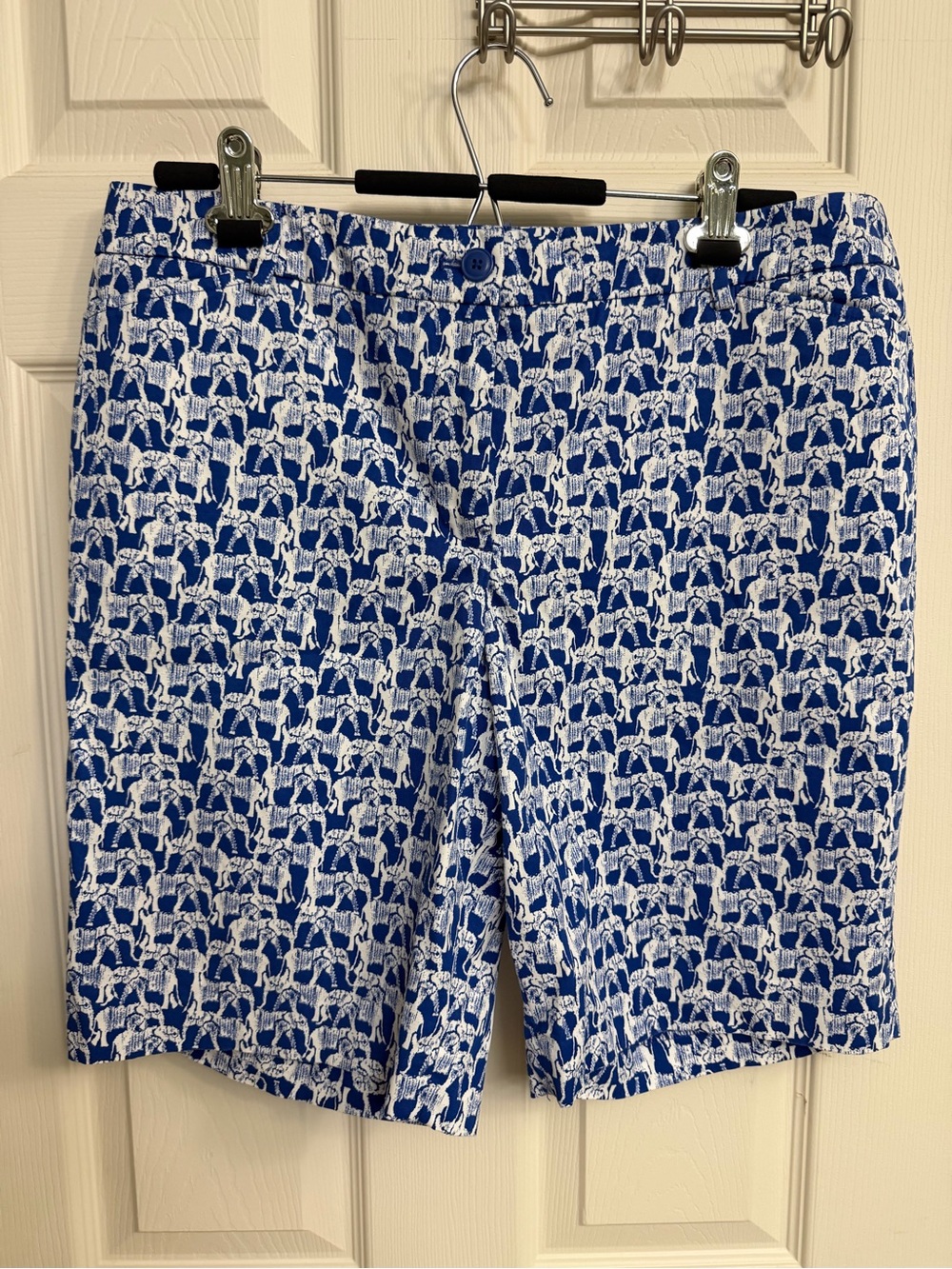 Talbots shorts- blue and white elephants pattern